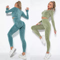 Women Tie Dye Long Sleeve Yoga Sets Scrunch Bottom High Waist 2pcs Sports Sets