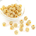 8/10/12mm Metal Loose Beads Round White Rhinestone Crystal Spacer Beads for Bracelet Making DIY