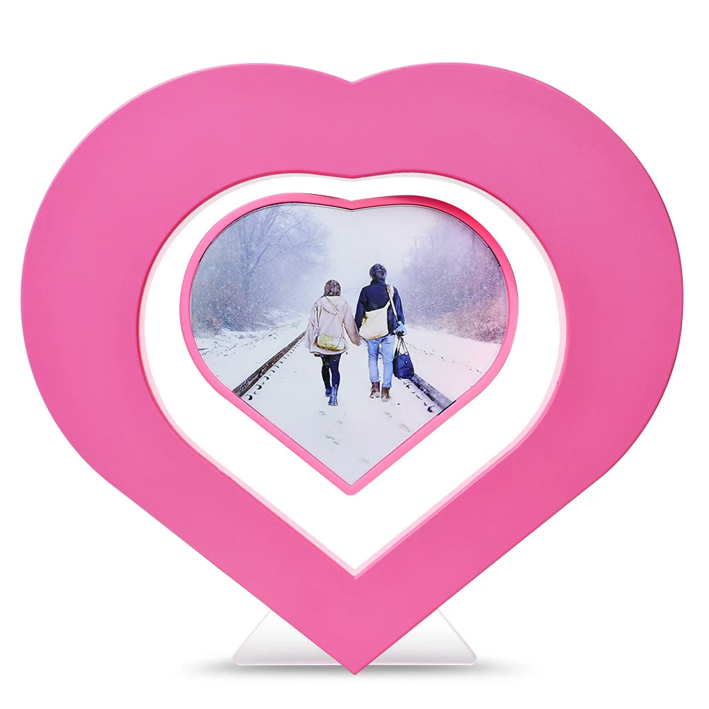 2025 Wholesale Transparent Heart Shape Floating Photo Frame As Desk Decoration Red Color