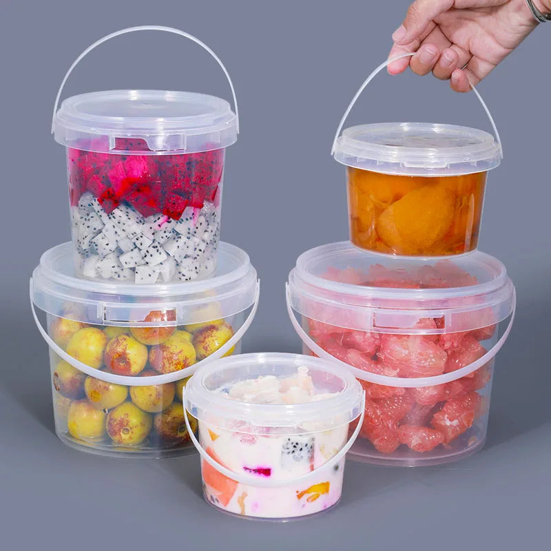 Hot Sale Custom Fruit Packaging Storage Airtight Containers Tamper Evident Recyclable Empty Plastic Bucket Lid for Food Storage
