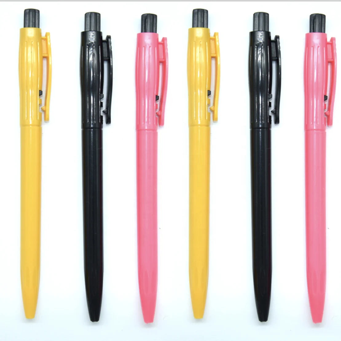 Custom Wholesale Cheap Assorted Color Retractable 0.5mm Black Blue Ballpoint Pen Ad School Office Stationery Supplies