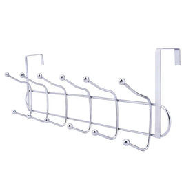 Metal Over the Door Hooks Plating Chrome Hooks Sliver Double Row 6 Hooks Clothes Wall Hanger