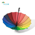 Wholesale Custom Logo Printed 16k Straight Rainbow Minimalist Iron Frame Travel Golf Umbrellas Semi-Automatic Windproof Feature