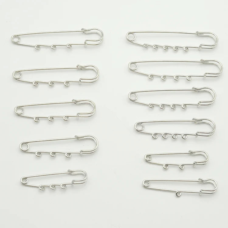 5cm 6cm 6.5cm 7cm Metal Safety Pins with Three Hoops for DIY Jewelry Ornament Badge Brooch Pin Backs Jewelry Kilt Safety Pins