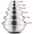 Dishwasher Safe Baking Kitchenware Stainless Steel Bowls Set 0.75-1.5-3.0-4.0-5.0-8.0 Quart Metal Mixing Bowls