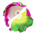 Wholesale Professional Double-Sided Silk Fans Big Bamboo Short with Veil Two-Color Design for Dance Performance