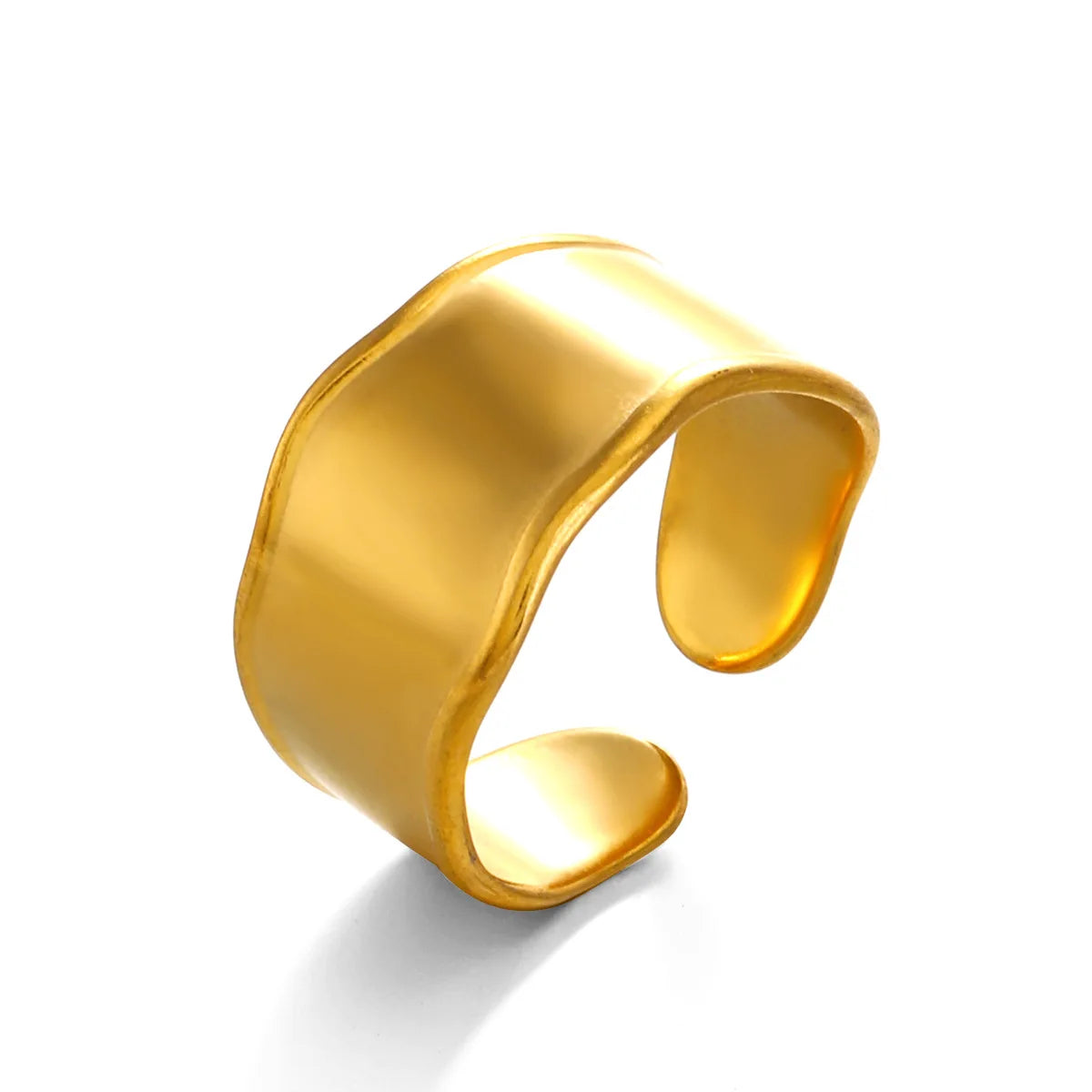 Wholesale 18K Gold Plated Concave Ring Adjustable Opening Stainless Steel Jewelry for Wedding and Engagement