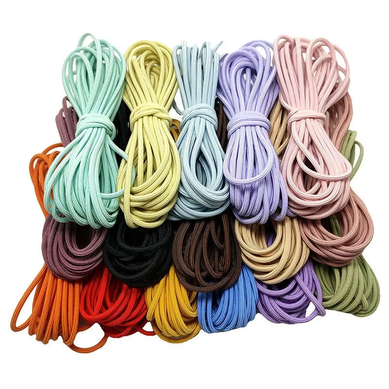 Eco-Friendly Custom 3mm Polyester Elastic Hair Ties Cord Colored Round Elastic Headbands Making Cords Rope