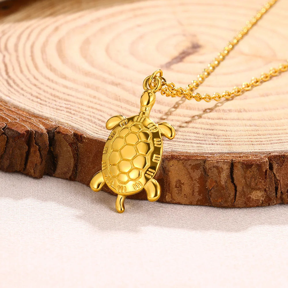 YWXS Fashion Delicate Tortoise Turtle Necklace Waterproof 18k Gold Plated Stainless Steel Sea Turtle Pendant Necklace