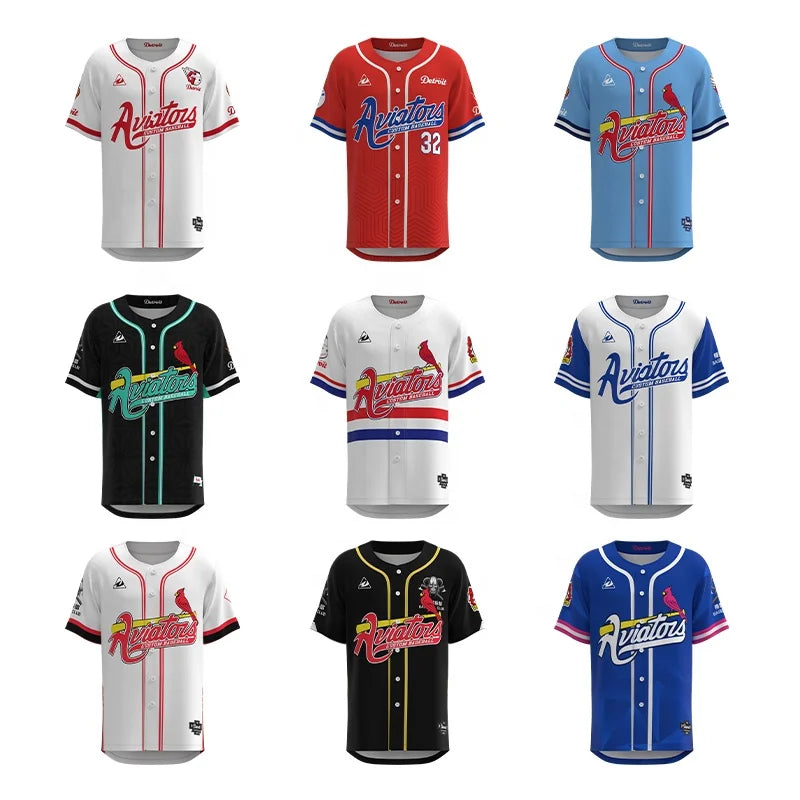 Wholesale Custom Logo Sportswear 2023 Trend MOQ Low Speed Dry Breathable Men's Sublimated Baseball Jerseys