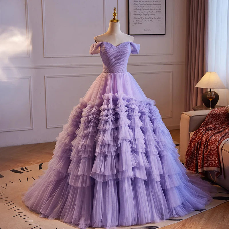 Ruffle Skirt Princess Ball Gown Prom Dresses Long Elegant 2024 Evening Gowns Party Wear
