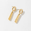 2025 New Trendy Stainless Steel Jewelry 18K Gold Plated Brushed Gold Clip on Bar Dangle Earrings