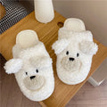 Women Girls Winter Autumn Anti-Slip Closed Toe Cute Dog Puppy Animal Plush Fleece Indoor Home Warm Slipper
