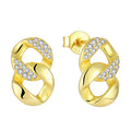 YILUN 925 Sterling Silver Gold Plated Geometric Drop Earrings Interlocking Circle Design CZ Diamond Women's Wedding Luxury