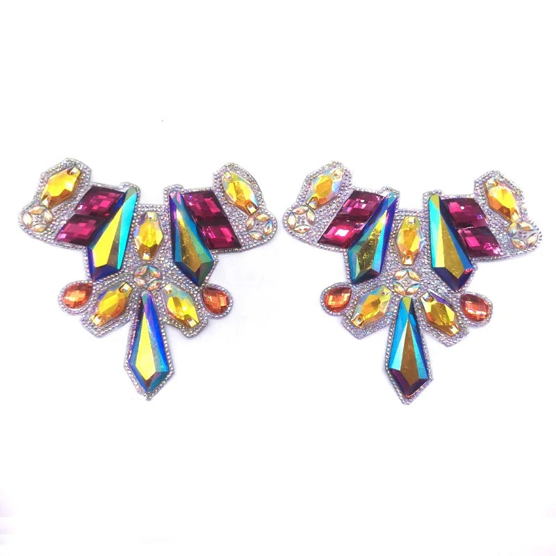 Carnival Costumes Craft Gel-Back Rhinestone Appliques Colorful Resin Stone Iron-On Rhinestone Patch Garments Stock