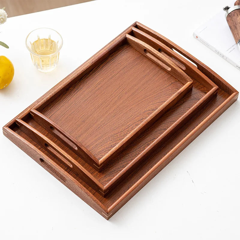 Wooden Tray New Style Wooden Rectangular Handle Tea Set Tray Home Hotel Tea Tray