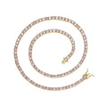 BC129  4MM 18INCH Colorful Tennis Chain Brass With Pink and White CZ Tennis Necklace