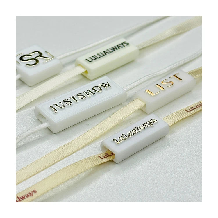 Custom Personalized ABS Plastic Lock String Hang Tag with QR Code for Garment Bags Shoes