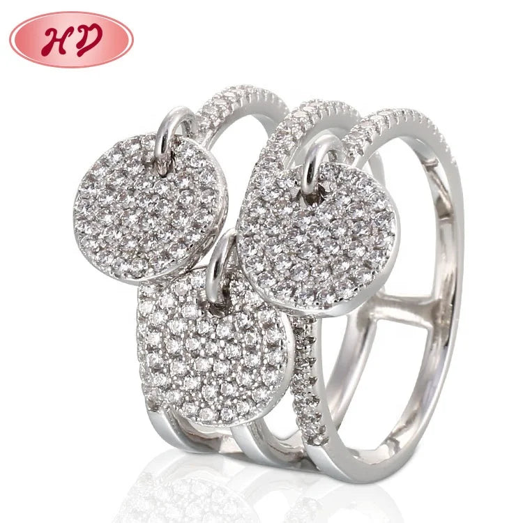 New Arrival 2021 Latest Design Custom Fine Fashion Jewelry Colored Rainbow Ring Silver