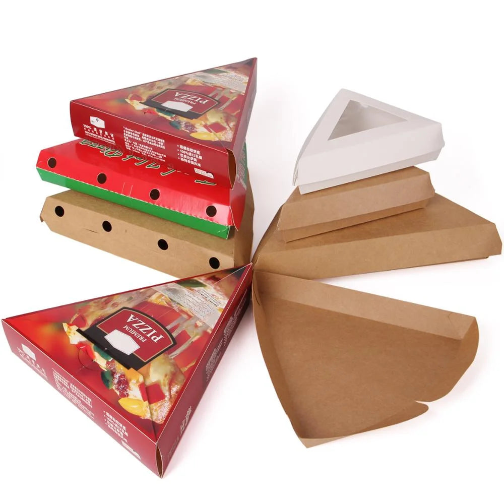 Wholesale Take Away Single Pizza Wedge Holder Boxes Triangle Pizza Slice Box Customised Print