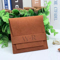 JUNE Fashion Brown Microfiber Cloth Emboss Logo Flap Jewelry Pouches Dust Bag