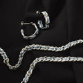 Aimee Fashion Jewelry Gold PLated Cuban Denim Chain Stainless Steel Hoop Necklace Earring Set