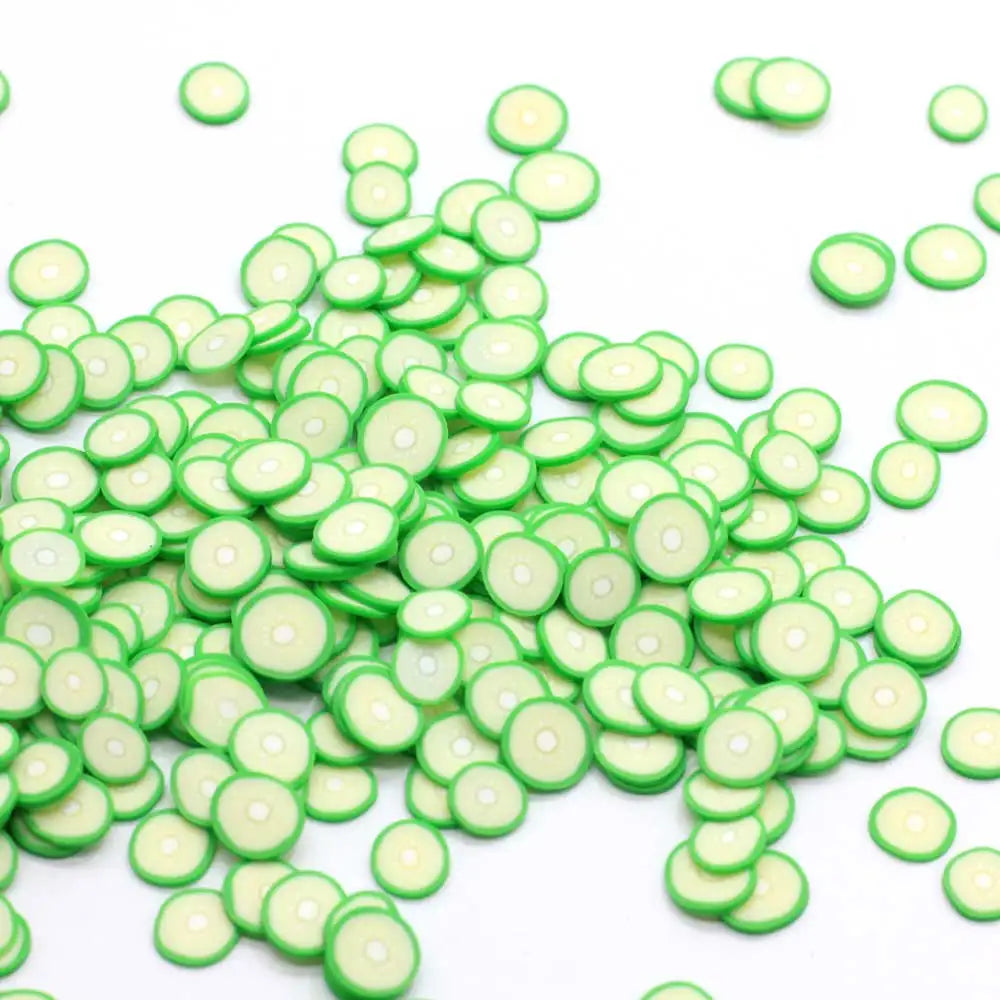 Cute Design Mini Green Round Slices 500g/Lot Cucumber Vegetable Style Simulation Food Clay Crafts DIY Sticker Charms