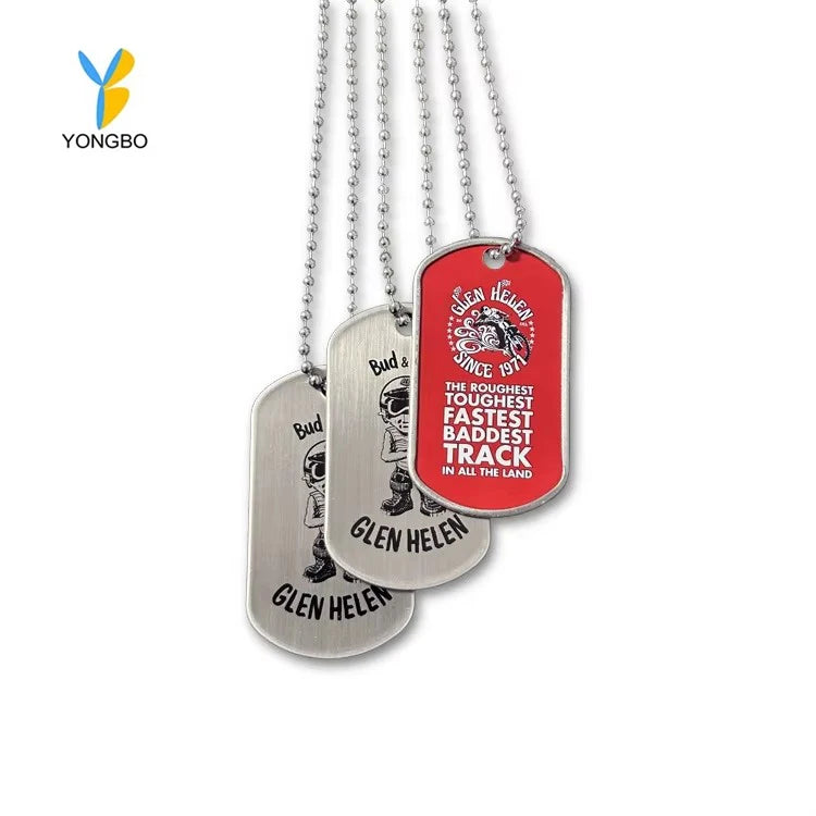Custom Printing Stainless Steel Blank Metal Dog Id Tags Sublimation Name Tag Necklace Dogtags