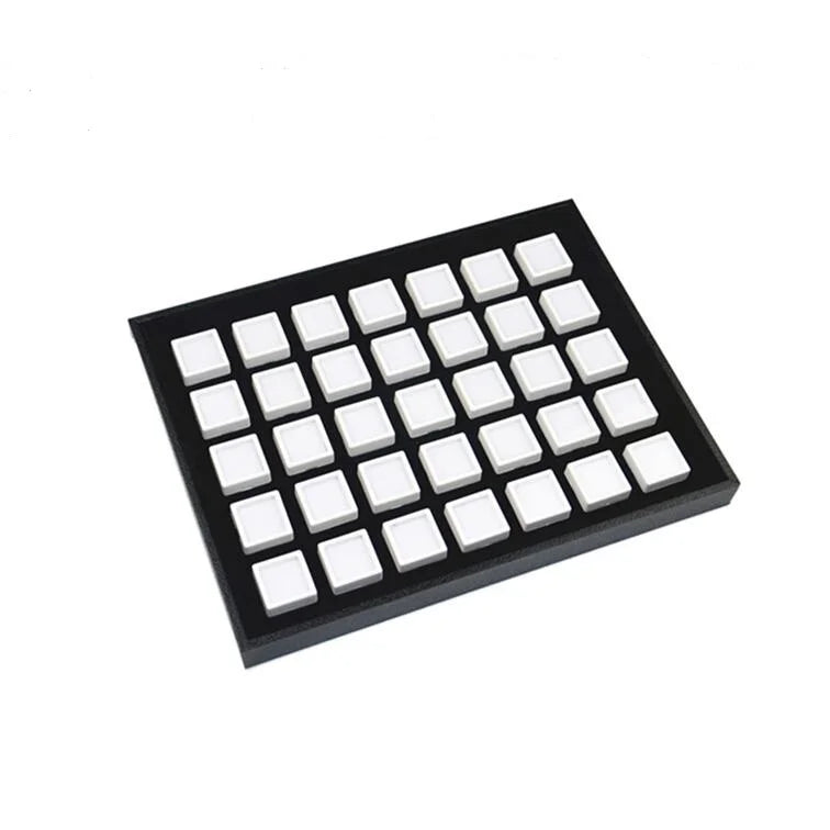 3-6cm Acrylic square Transparent Glass Cover Jewelry Bare Stone Box Storage Display PU Leather Tray Sample Box Storage