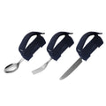 Wholesale Elderly Utensils Knives Forks And Spoons Blue Serrated Silicone Flatware