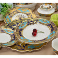 98pcs Karosa Design Bone China Porcelain Golden Decoration Dishes and Plates Wedding Festival Golden Bone China Dinnerware Sets