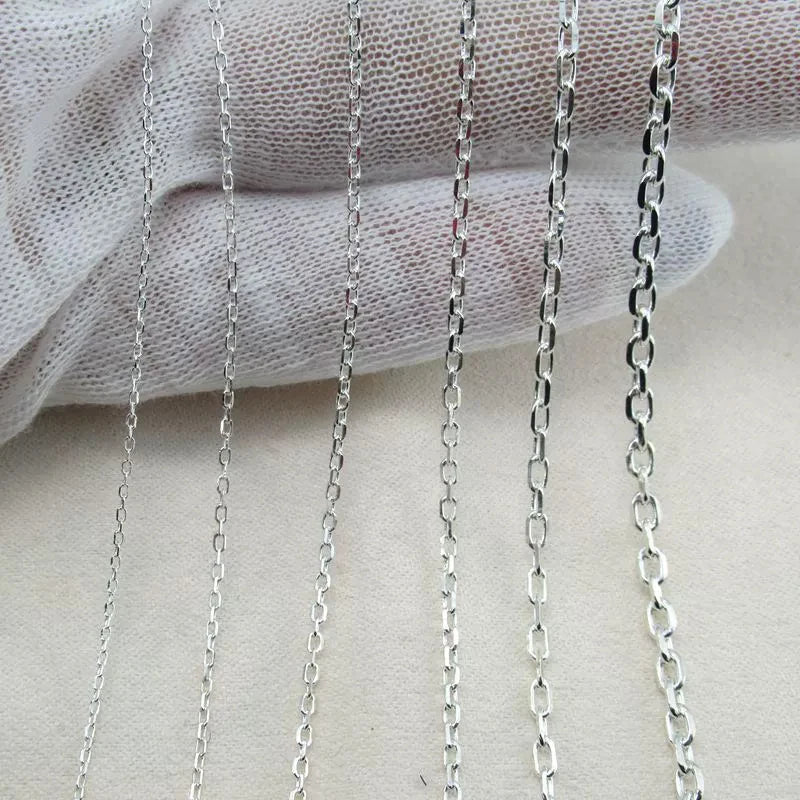 Bulk Non Tarnish Thin Diamond Cut Real 925 Sterling Silver Chain Roll by the Meter