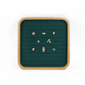 Natural Bamboo Green Velvet Jewelry Display Trays Round Corner Jewelry Display Stand With Sponge for Rings