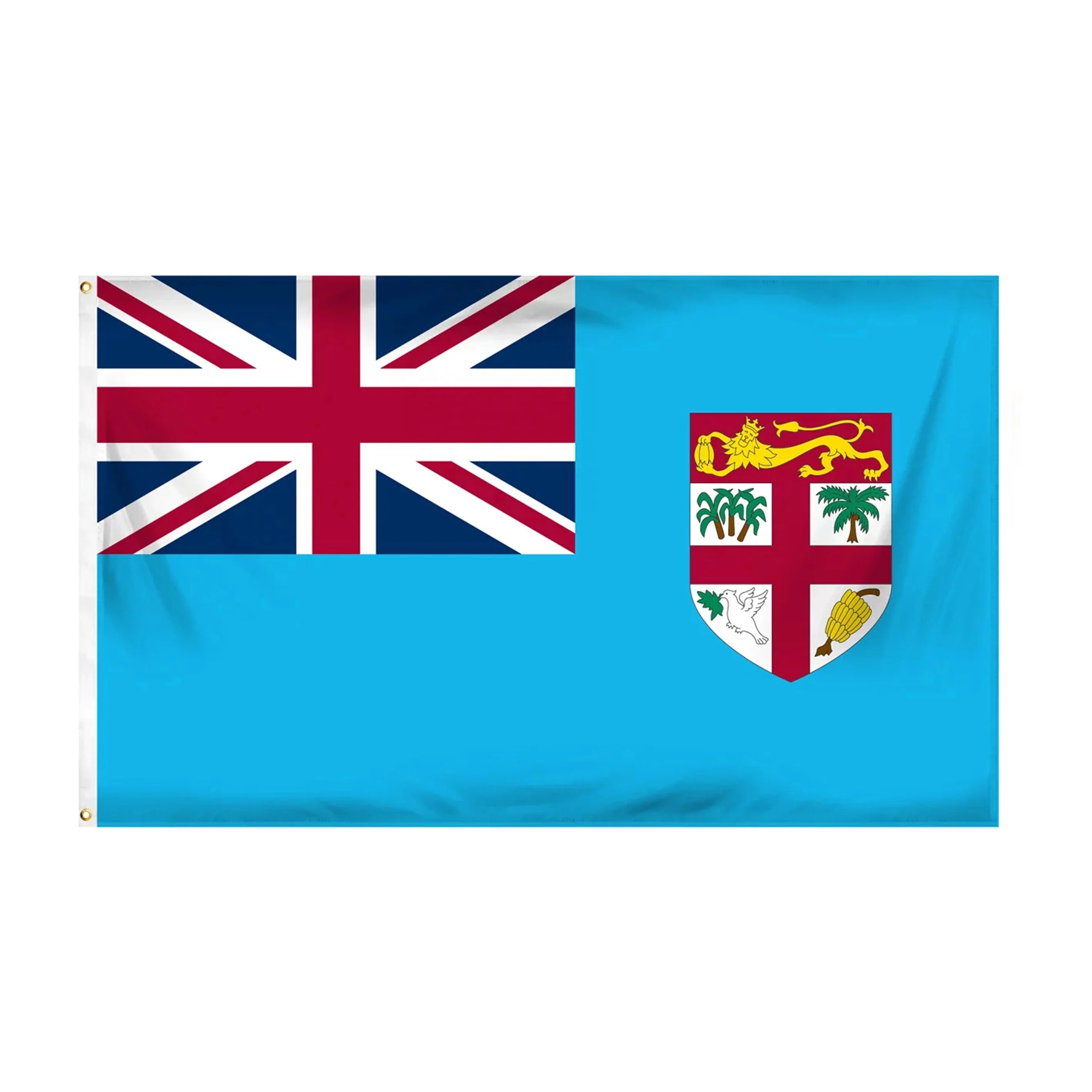 Lightweight 3ft X 5ft Fiji Flag Outdoor Strong Double-Stitched Silk Screen Printed Polyester Banner Two Grommets for Hanging