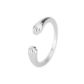 Minimalist Cartoon Cute Gold Plated S925 Sterling Silver Open Adjustable Cat's Claw Hug Ring for Wedding Anniversary Party