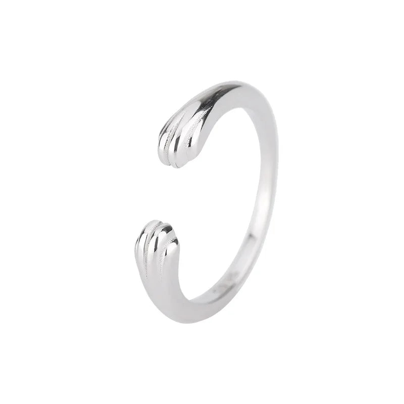 Minimalist Cartoon Cute Gold Plated S925 Sterling Silver Open Adjustable Cat's Claw Hug Ring for Wedding Anniversary Party