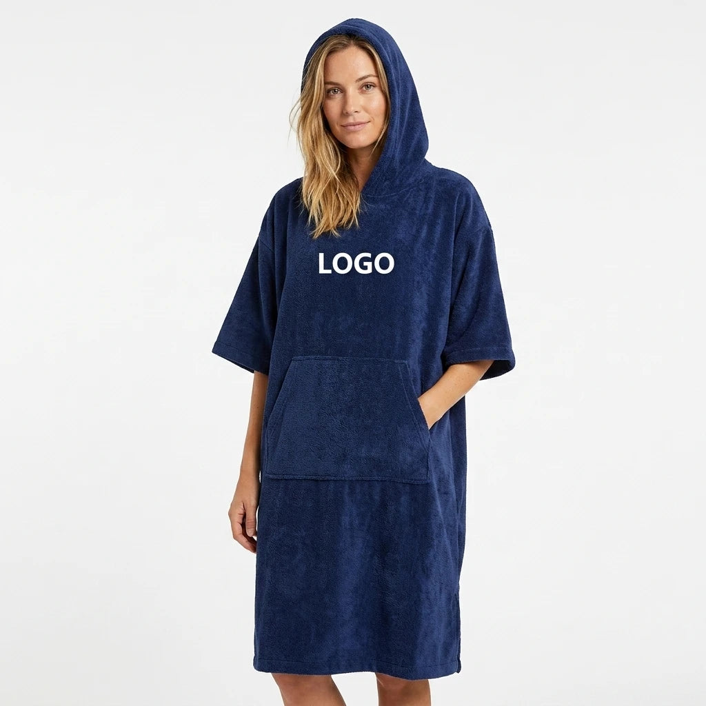 100% Cotton Outside Velour Inside Terry Soft Beach Toweling Surf Poncho Towel Hoodie