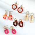 KJ Simple Chain Links Hoop Earrings Ins Chunky Irregular Resin Acrylic Alloy Diamond Dangle Earrings