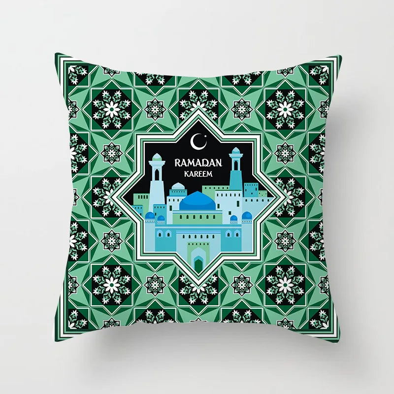 Islamic Eid Mubarak Decoration for Home 45x45cm Seat Sofa Cushion Cover Ramadan Kareem Decor Mosque Muslim Pillowcase XJ0196