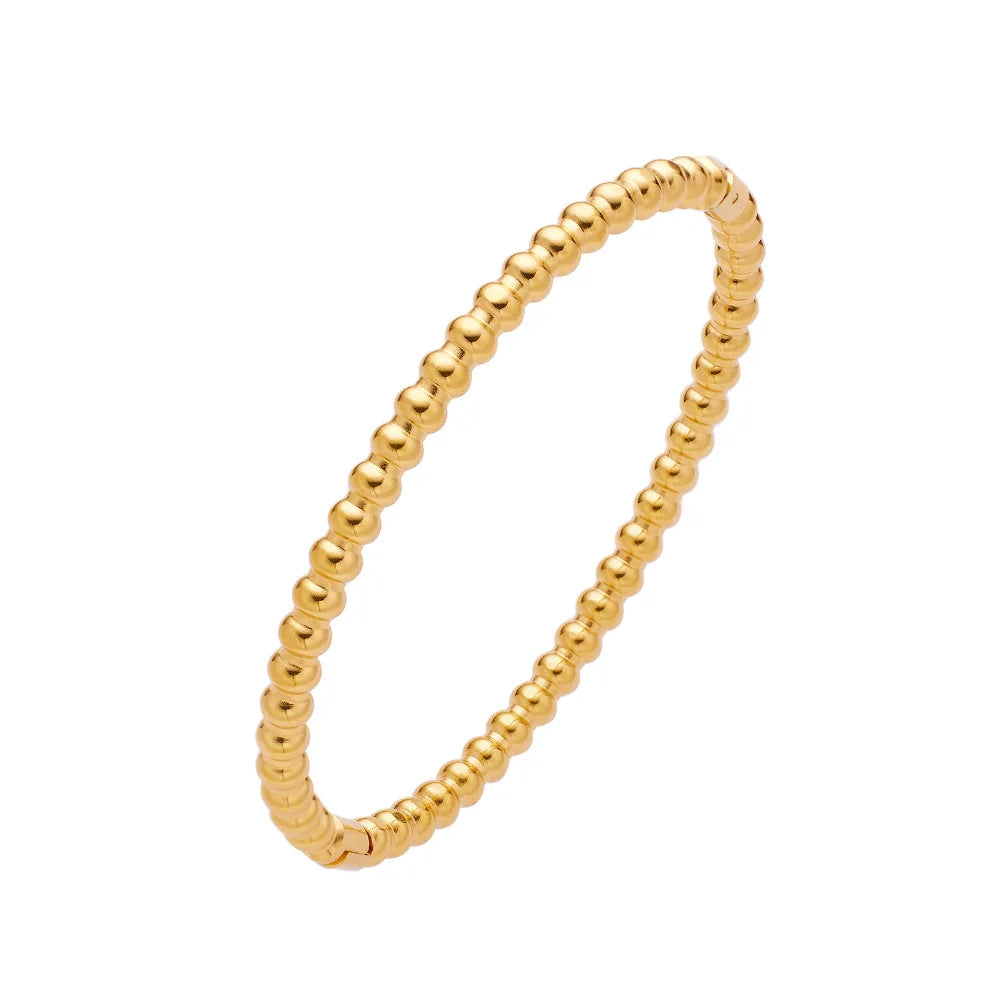 6mm Ball Design Bangle Bracelet18k Gold Plated Stainless Steel Bracelet