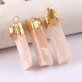 DIY Fashion Colorful Gemstones Selenite Lucky Sterling Silver Bezel Charms Pendants