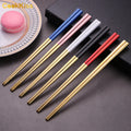 Premium Inox Diamond Special SS304 Mirror Polish Eco-Friendly Korean Style Portable Chopsticks Set Gift Box Logo Chopsticks