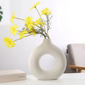 Nordic Decor Circular Hollow Modern Flower Vase Porcelain Vases Ceramic Decoration Vase Donut