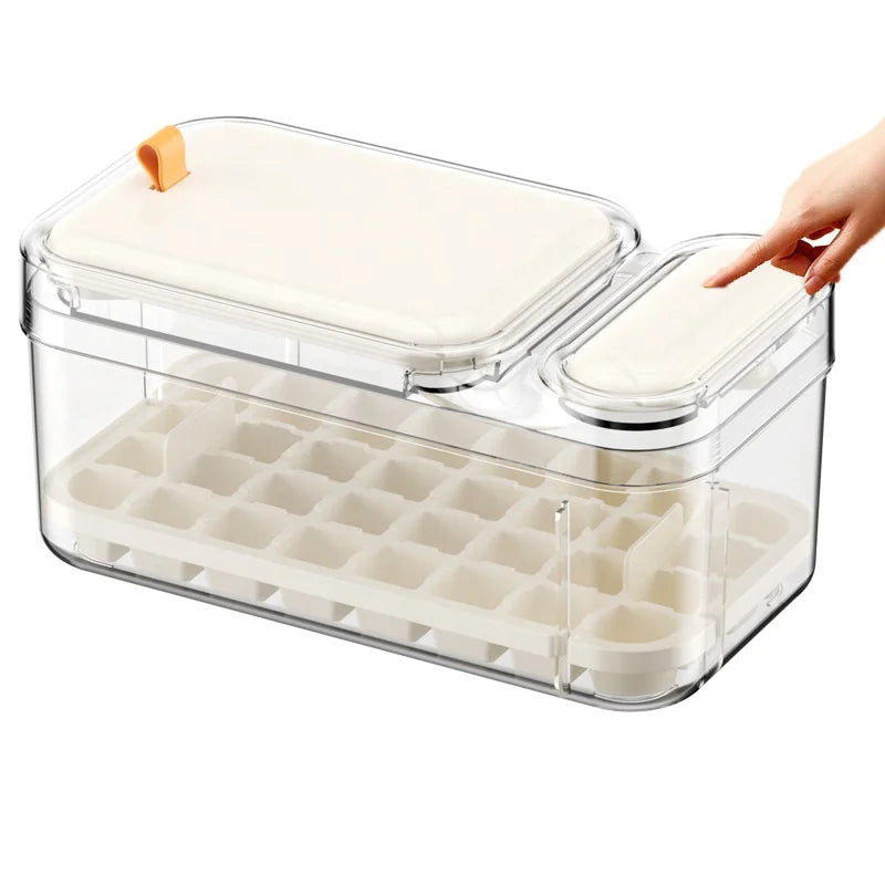 New Style Ice Tray Silicone Press Ice Cube Box with Push Button Tray Mold for Freezer Stackable Ice Trays with Covers