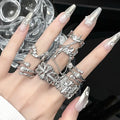 Crinkled French Cross Chain Tassel Open Ring for Women Y2K Luxury Silver Plated Zircon Wedding Ring Engagement Finger Ring