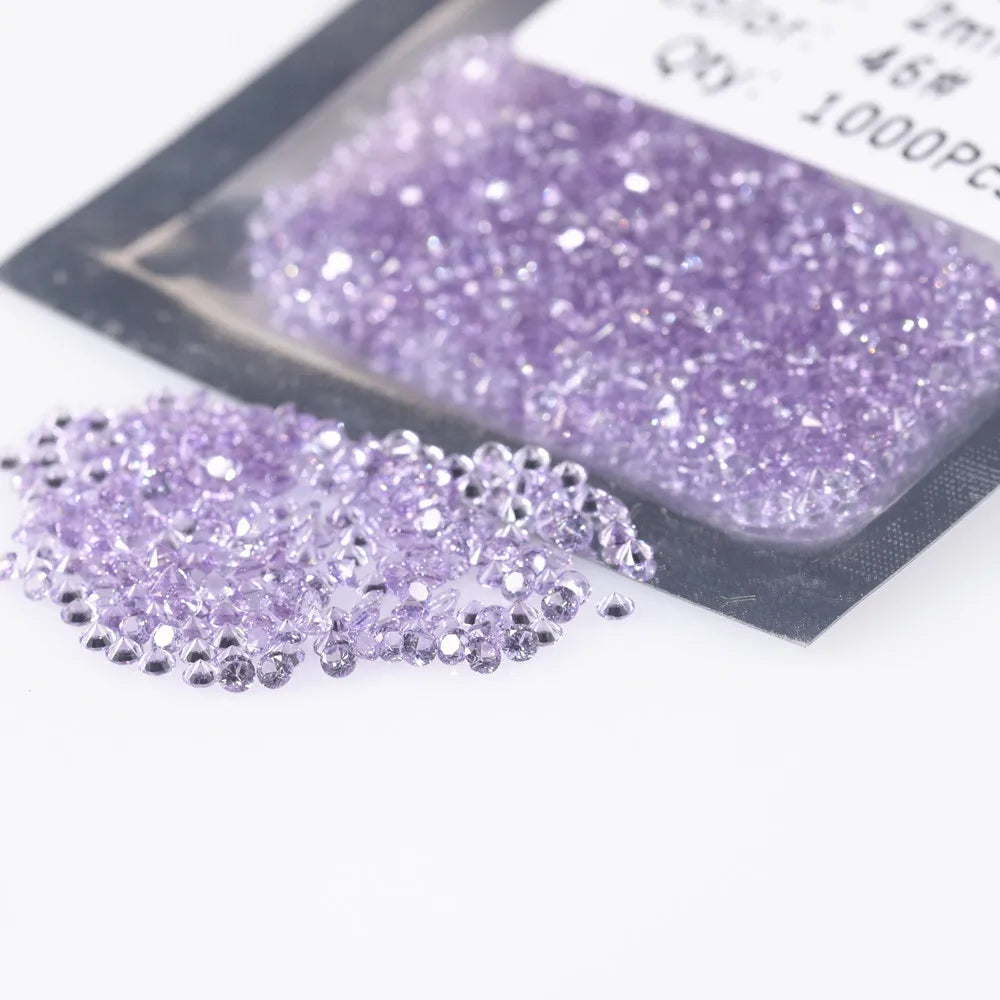 Lab Grown 1mm-3mm Round Shape Diamond Cut Alexandrite Stones 46# Synthetic Loose Gemstone Color Change Corundum for Sale
