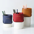 Hot Sale Foldable PU Leather Desktop Organizer Box Pen Holder Office Supplies Makeup Cosmetic Basket Sundries Storage Box