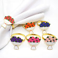 Wholesale Metal Enamel Flower Napkin Rings Wedding and Camping Table Decoration Stocked Napkin Holder