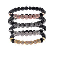 8MM Brass Rhinestone Pave Rose Gold Plated Ball Beaded Bangle Luxury Children's Matte Stone Macrame Engagement Trendy Bracelet