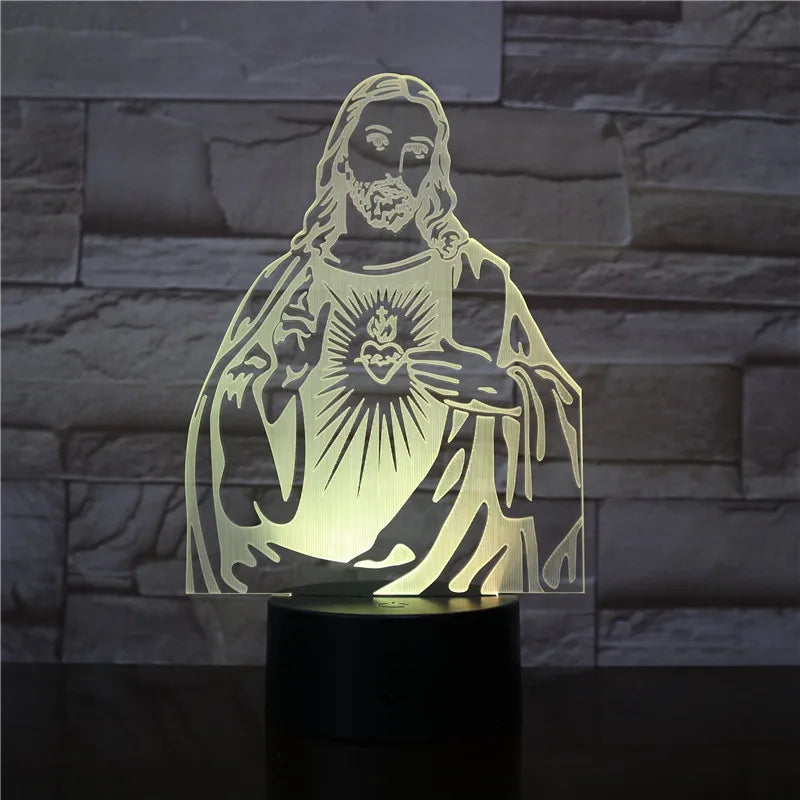 Jesus Occasion Led Night Light Lampara Acrylic Plate Battery Powered 3d Night Light